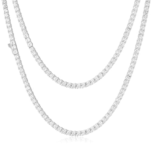 CG&KYGG 14K White Gold Plated Cuban Link Tennis Chain Choker Gift Box