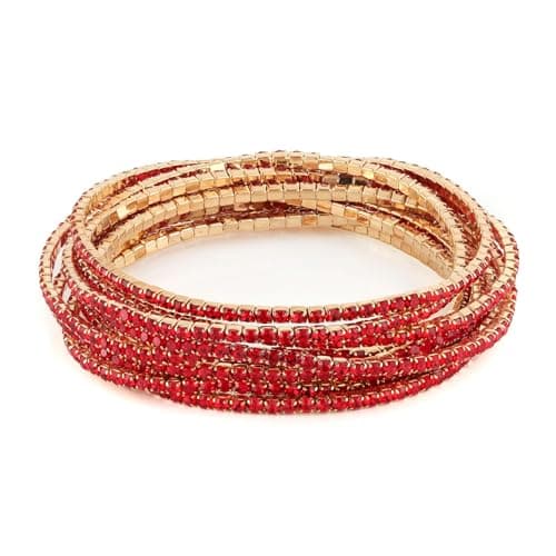HZMAN Dainty 14K Gold Plated Stretch Bracelet Set for Women