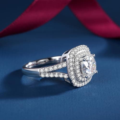 Women's Moissanite Rings, 3CTTW Cushion Cut Engagement Rings
