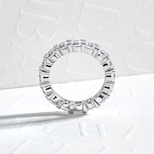 Gobaalele 5A Grade Round/Cushion Cut Cubic Zirconia Eternity Ring for Women