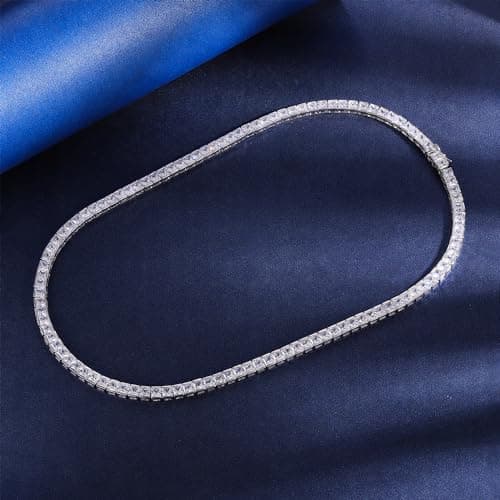 Gemsme 18K Gold Plated 4mm Square CZ Tennis Necklace for Women