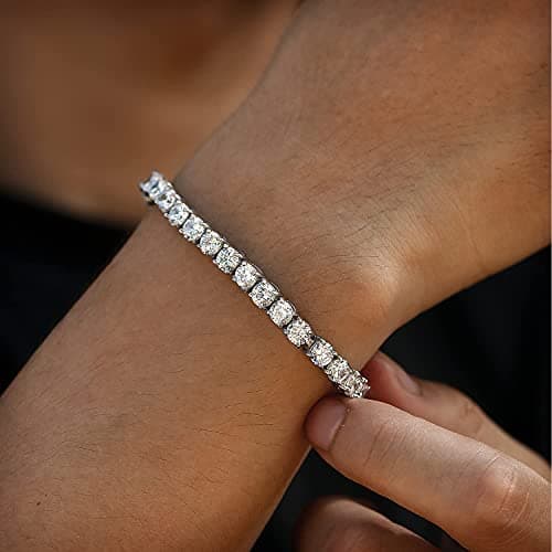 Hip Hop 1 Row Iced Out Tennis Chain Stainless Steel with 5A+ Cubic Zirconia Diamond Tennis Necklace or Bracelet