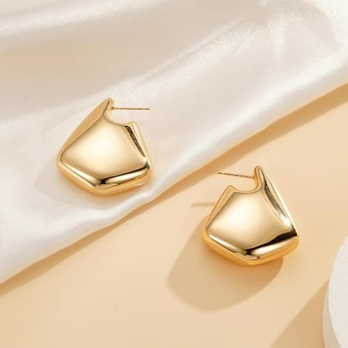 Hypoallergenic Gold Hoop Earrings for Women, Trendy 25/35mm Open Teardrop Dupes