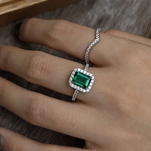 Michooyel S925 1.8ct Lab-created Emerald Ring For Women