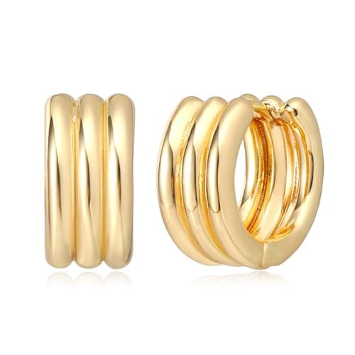 MYEARS 14K Gold Plated Simple Hoop Earrings Hypoallergenic