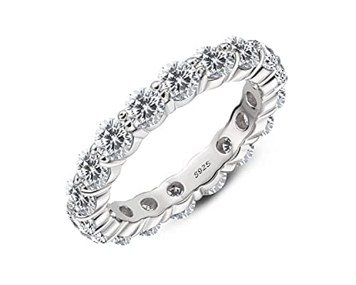 Eternity Ring for Women, 925 Sterling Silver, Cubic Zirconia Jewelry Box Packed