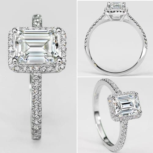 Michooyel D Color VVS1 Moissanite Emerald Halo Ring for Women