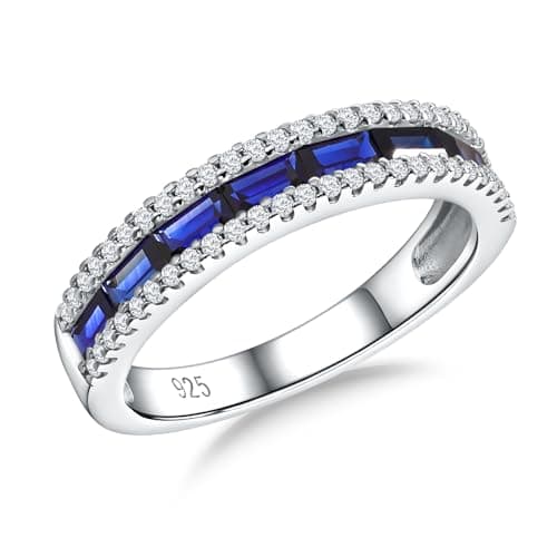 DAYBYDAY Emerald Cut Channel Set 1ct Baguette Moissanite Eternity Bands Sterling Silver