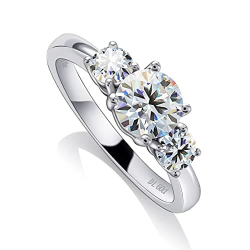 1.6 Carat 3 Stone Ladylike Moissanite Engagement Ring for Women Size 5-11