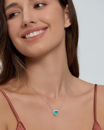 Michooyel Sterling Silver Paraiba Heart Pendant, 5ct Tourmaline, 16-18" Chain