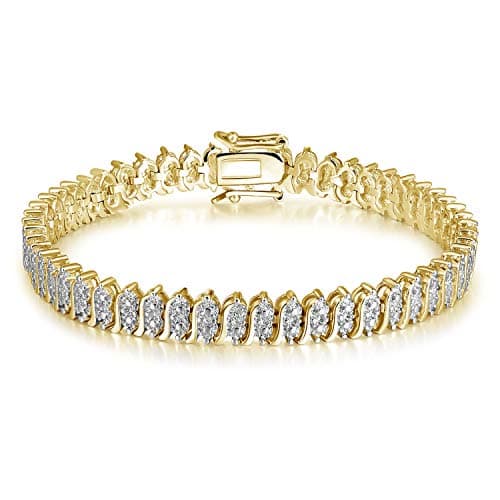 Refined title: MDFUN White Gold Plated Tennis Link Curb Chain Bracelet for Men Women 6.5-8 inches