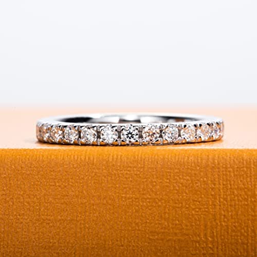 AimiIee 1cttw D Color VVS1 Moissanite Eternity Ring in 925 Silver with Certificate