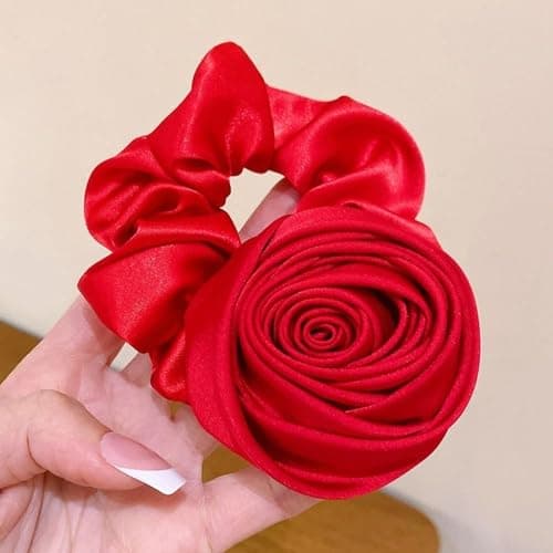 Vintage Rose Flower Scrunchies for Women and Girls