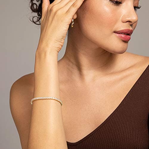 PavoI 14K Gold Plated 4mm CZ Tennis Bracelet | Gold Women's Jewelry Size 6.5-7.5