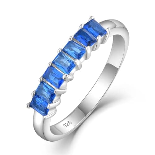 Starchenie Sterling Silver Stackable Baguette Birthstone Eternity Rings for Women