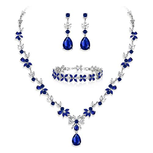 Crysdue Wedding Jewelry Set: Elegant Dangle Earrings & Teardrop Necklace for Bridal Party