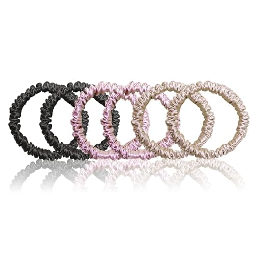 Chloven 6 Pack Mulberry Silk Scrunchies - 100% Pure Silk Hair Ties for Women