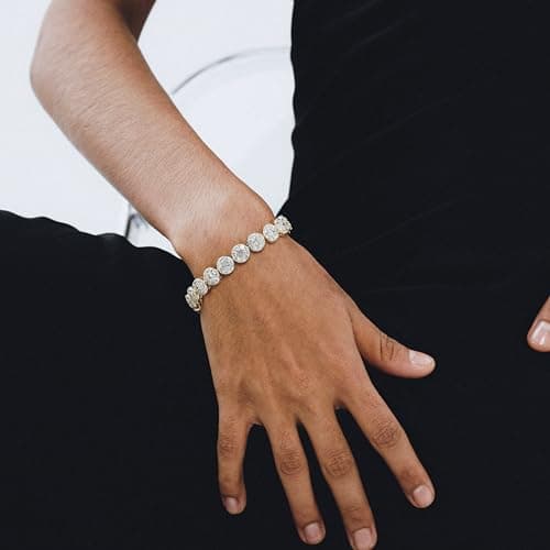 TOPGRILLZ 10mm 14K Gold Plated Iced Out CZ Solitaire Tennis Bracelet