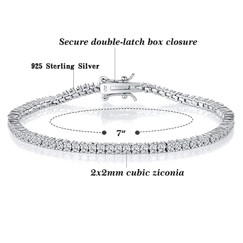 TIKJE White Gold Tone 925 Sterling Silver Cubic Zirconia Bracelet | Women's 7 Inch