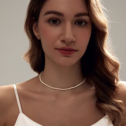 Zeffy 18K Gold/Silver Plated Rhinestone Choker Necklace for Women