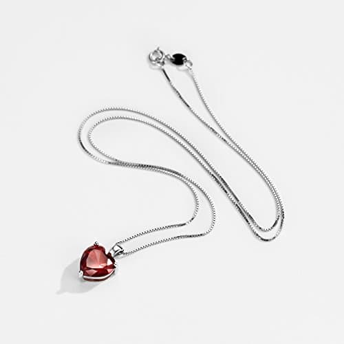 Michooyel S925 Rhodolite Garnet Heart Solitaire Pendant Necklace