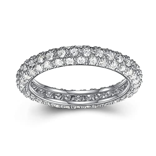 MORGAN & PAIGE Rhodium Plated Cubic Zirconia Eternity Ring for Women