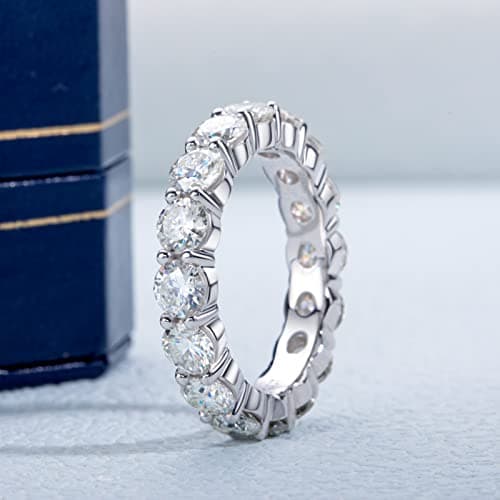 Yeesoth Women's 18K White Gold Plated Round Cut CZ Eternity Ring