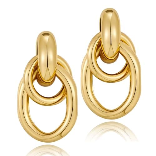INNERDIVA Gold Circle Stud & Dangle Earrings for Women Jewelry Gift