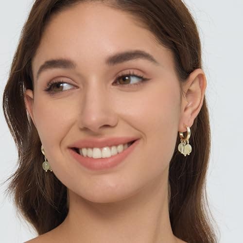 Michooyel Sterling Silver Prehnite Dangle Earrings for Women