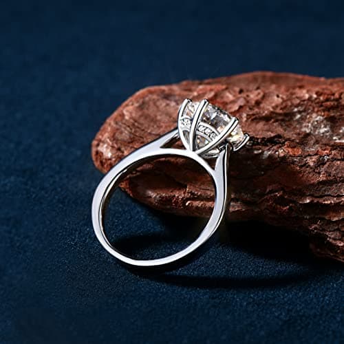 AINUOSHI 925 Sterling Silver 10mm Round Moissanite Engagement Ring D-E Color