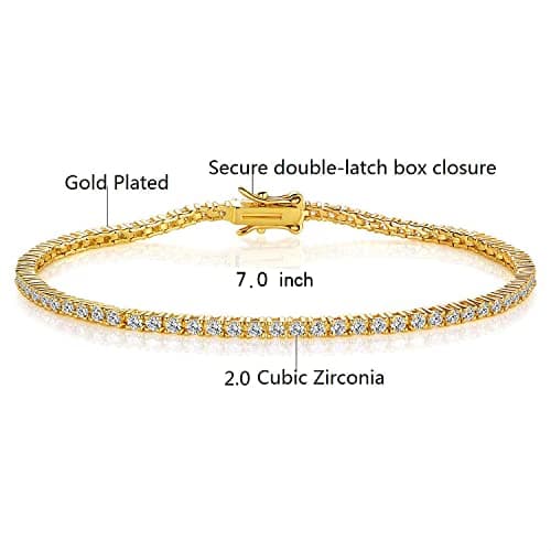 Gemsme 2.0MM 18K Gold Plated Women's & Men's Cubic Zirconia Tennis Bracelet