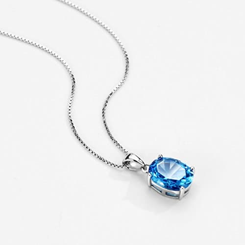 Michooyel 925 Sterling Silver 2.6ct Topaz Solitaire Pendant Necklace for Women