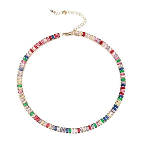 FANZE Gold Plated Tennis Necklace for Women Cubic Zirconia Choker