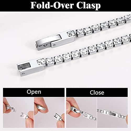 Richsteel Clear/Black 3mm CZ Tennis Chain Necklace for All