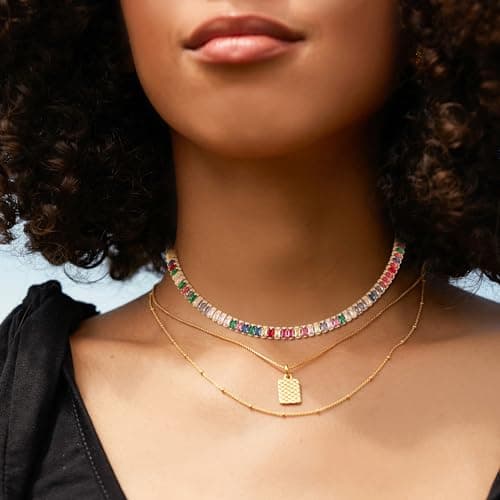FANZE Gold Plated Tennis Necklace for Women Cubic Zirconia Choker