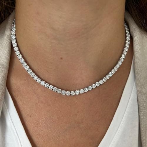Fesciory Silver 5mm Adjustable Cubic Zircon Tennis Necklace for Women