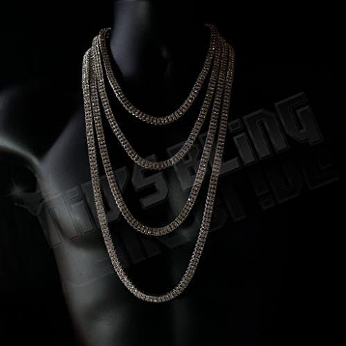 NIV'S Bling 14K Gold Plated Iced Lab Diamond 2 Row Tennis Necklace