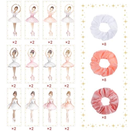 24-Pack Ballerina Party Favors: Elastic Hair Ties & Thank You Cards