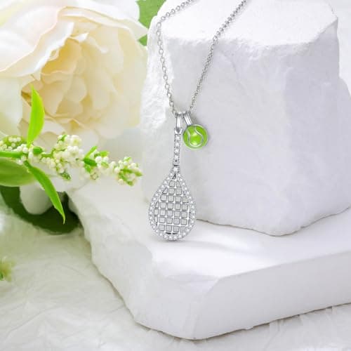 KNTTZZI Silver Tennis Necklace for Women, Graduation Gift for Tennis Lovers