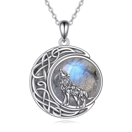 Refined Title:

KQF Wolf Half Moon Necklace for Men, Teen Girls, and Boys