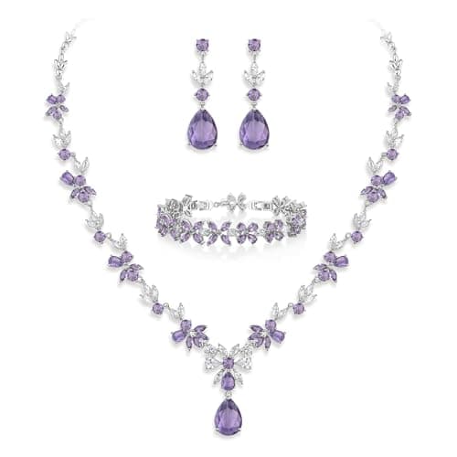 Crysdue Wedding Jewelry Set: Elegant Dangle Earrings & Teardrop Necklace for Bridal Party