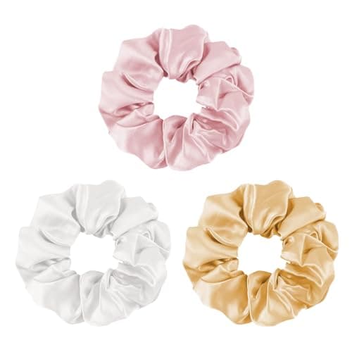 Mulberry Silk No-Damage Scrunchies for Curly Hair, 3 Pack