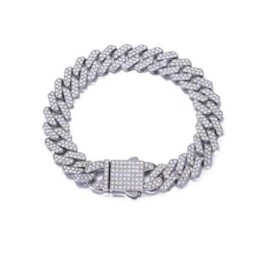 Yunhazit Cuban Link Diamond Bling Silver/Gold Necklace for Women