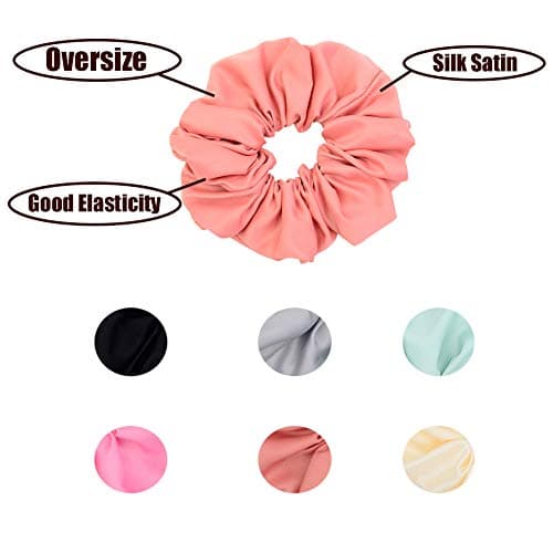 Oversized Satin Scrunchies for Girls & Women, 6 Colors