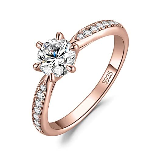 Moissanite Solitaire Engagement Rings for Women, 925 Sterling Silver Promise Ring