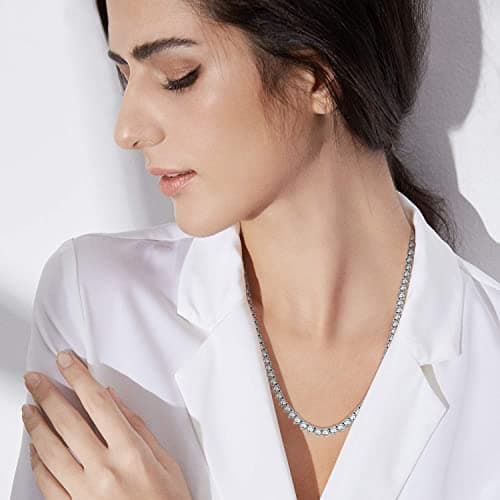 MDFUN 18K Gold Plated CZ Tennis Necklace