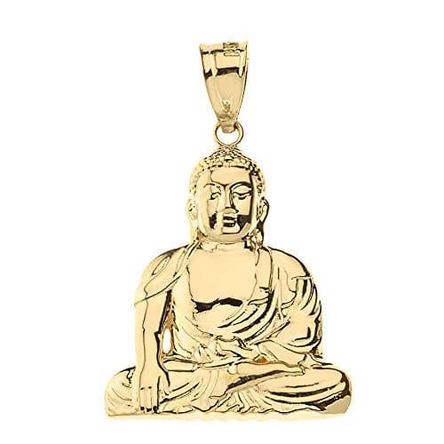 Elegant 10k Yellow Gold Claddagh Buddhism Buddha Meditation Pendant