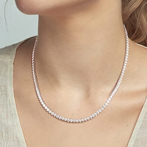 Plavos Sterling Silver Moissanite Choker 3MM VVS1 D Color White Gold Plated Jewelry Gift