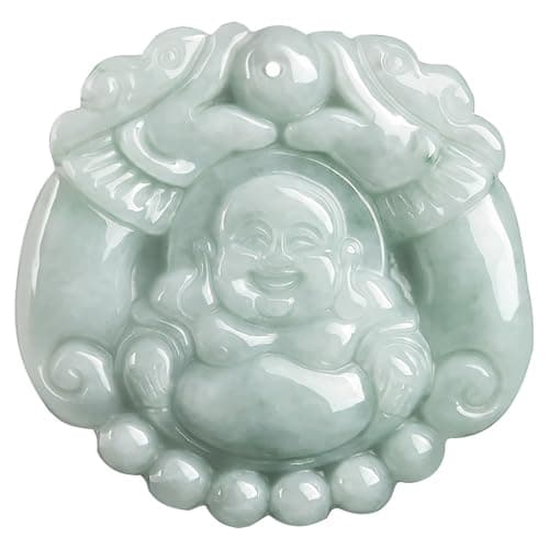 Grade A Certified Natural Jade Buddha Pendant Necklace, Feng Shui Luck Amulet
