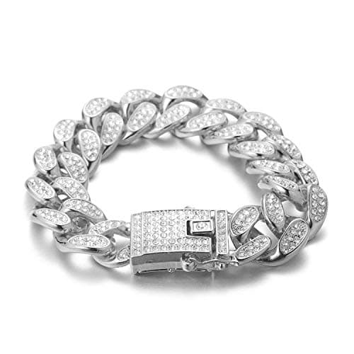 Halukakah Gold Chain for Men - The Royal - Iced Out 14/20MM 18k Real Gold/Platinum White Gold/Rose Gold/Rhodium Black Plated Diamond Cuban Link Chain Necklace Bracelet - Lab Diamonds Prong Set - Great Gift Idea